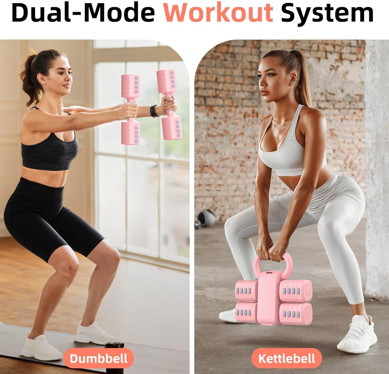2-In-1 Adjustable Dumbbell Set, Upgraded 5 Levels Heavier Hand Weights for Women Men, Each 2.2/3.3/4.4/5.5/6.6Lb, Convertible Weights Dumbbells and Kettlebell Set for Home Gym Exercise & Fitness