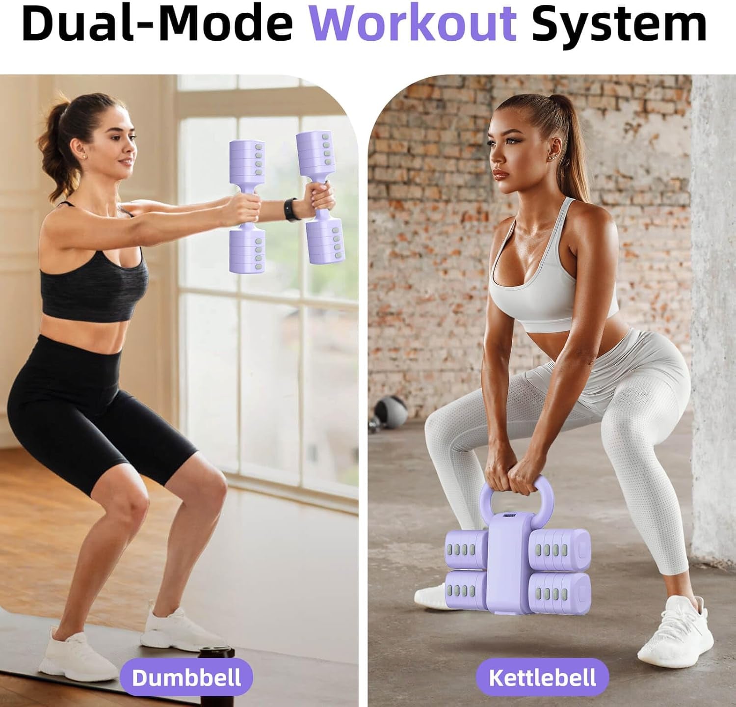 2-In-1 Adjustable Dumbbell Set, Upgraded 5 Levels Heavier Hand Weights for Women Men, Each 2.2/3.3/4.4/5.5/6.6Lb, Convertible Weights Dumbbells and Kettlebell Set for Home Gym Exercise & Fitness