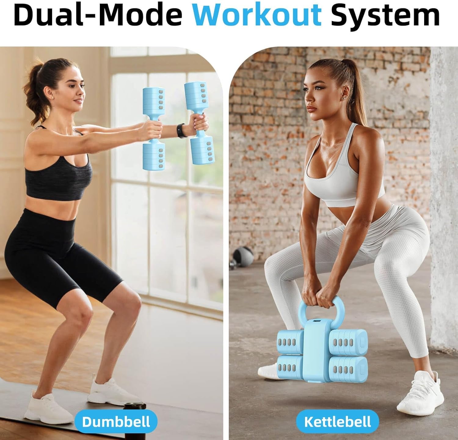 2-In-1 Adjustable Dumbbell Set, Upgraded 5 Levels Heavier Hand Weights for Women Men, Each 2.2/3.3/4.4/5.5/6.6Lb, Convertible Weights Dumbbells and Kettlebell Set for Home Gym Exercise & Fitness