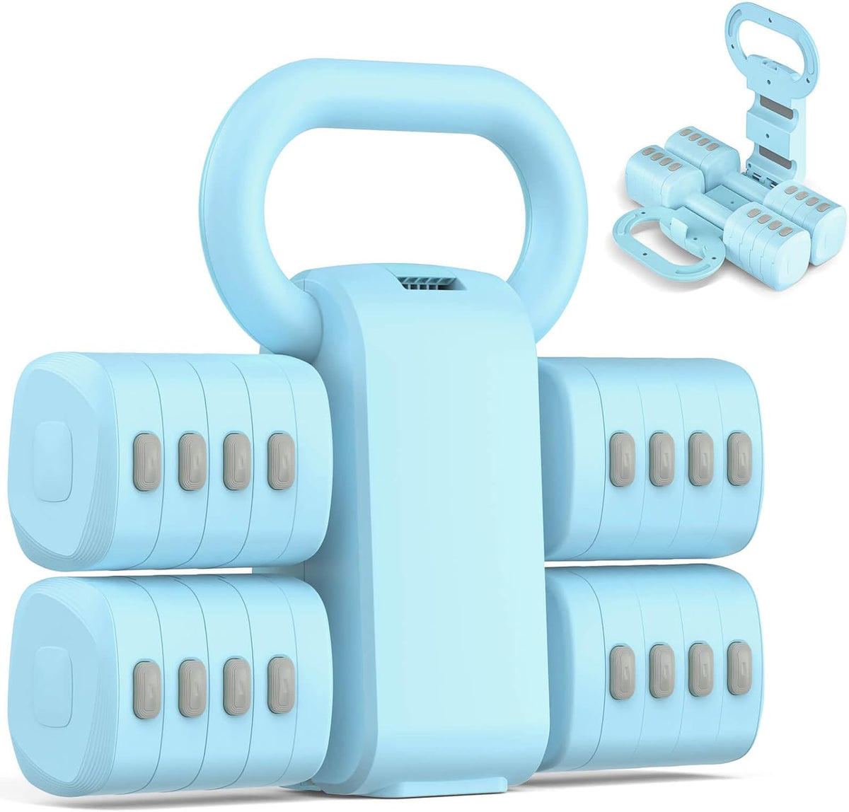 2-In-1 Adjustable Dumbbell Set, Upgraded 5 Levels Heavier Hand Weights for Women Men, Each 2.2/3.3/4.4/5.5/6.6Lb, Convertible Weights Dumbbells and Kettlebell Set for Home Gym Exercise & Fitness